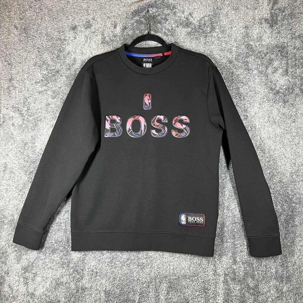 Hugo Boss x NBA Sweatshirt Mens Small Black Logo Activewear Fleece Pullover
